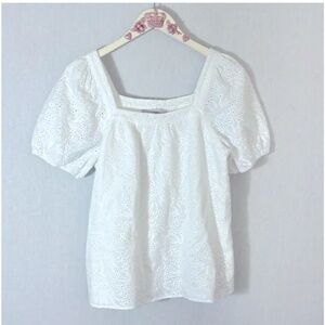 LOFT white eyelet cotton top (like new).